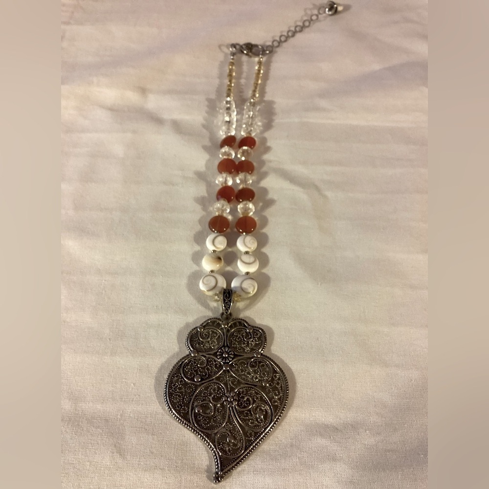 Carnelian Silver Tone Necklace